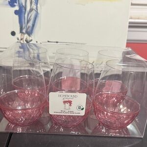 Homebound 16 oz stemless plastic wine glasses set of 6